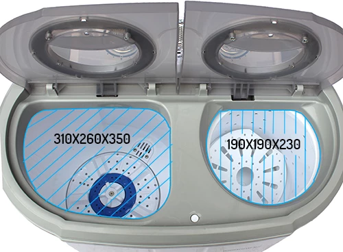 Prenosni pralni stroj 2-v-1, 3 kg pranje, 1 kg centrifuga, nizka poraba, dimenzije 570x350x540, bel/siv, Adler Camry CR 8052