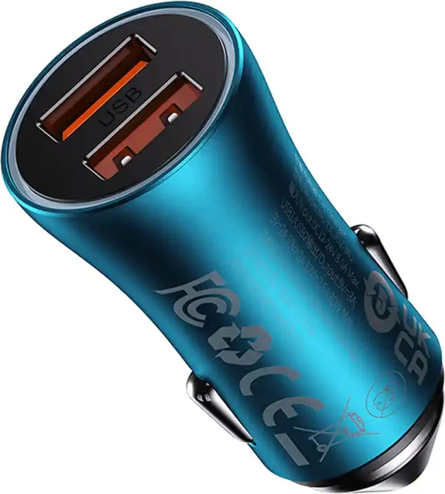 Avtomobilski polnilec Baseus Golden Contactor Max CGJM000003, 2x USB Type-A, 60W, podpora QC/PD/SCP, moder