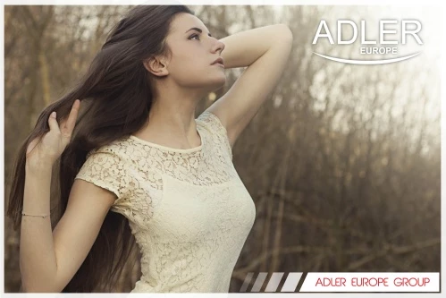 Kodralnik za lase Adler AD 2105, 19 mm, keramičen, 25 W, hitro PTC ogrevanje, z krtačo, bel/srebrn