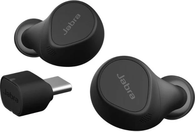 Brezžične slušalke Jabra Evolve2 Buds, USB-C, črne, s polnilno škatlico