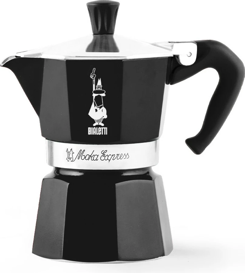 Kavni aparat za espresso Moka Express, 6 skodelic, aluminij, črn - Bialetti