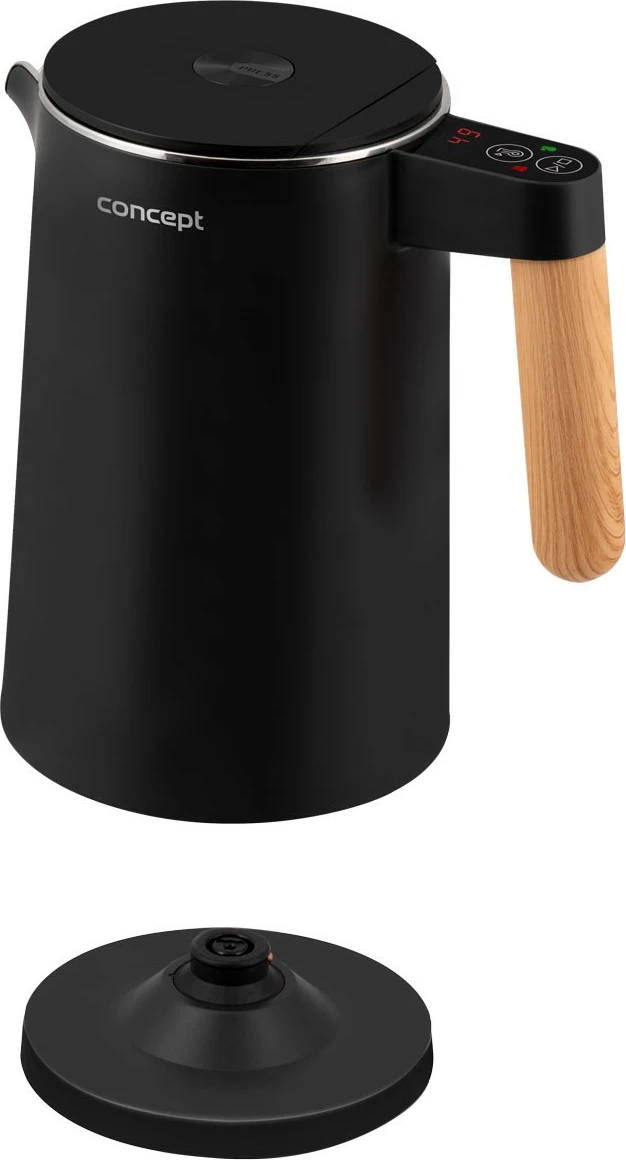 Električni ibrik Concept RK3301, 1,5 L, nastavljanje temperature, Cool Touch, črn
