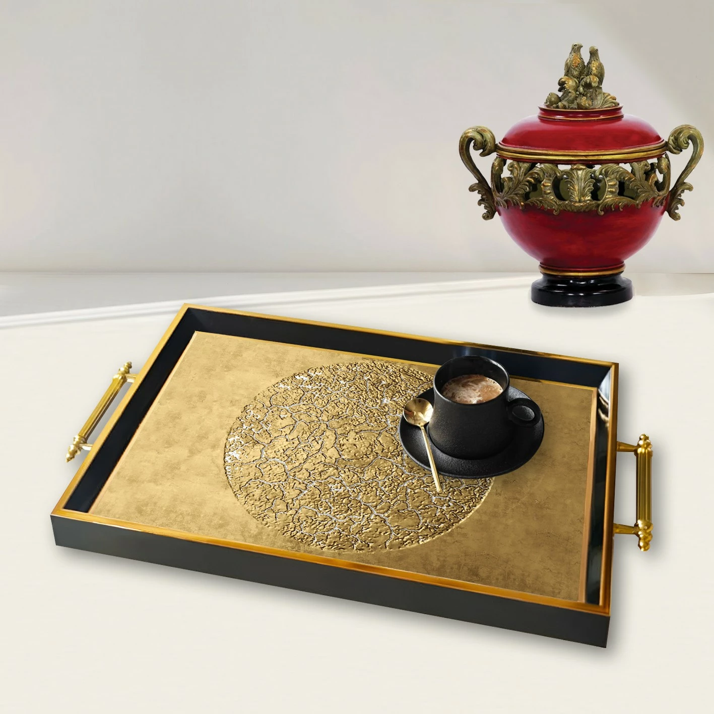 Dekorativni pladenj iz stekla, večbarven, Aberto Design TPA9842