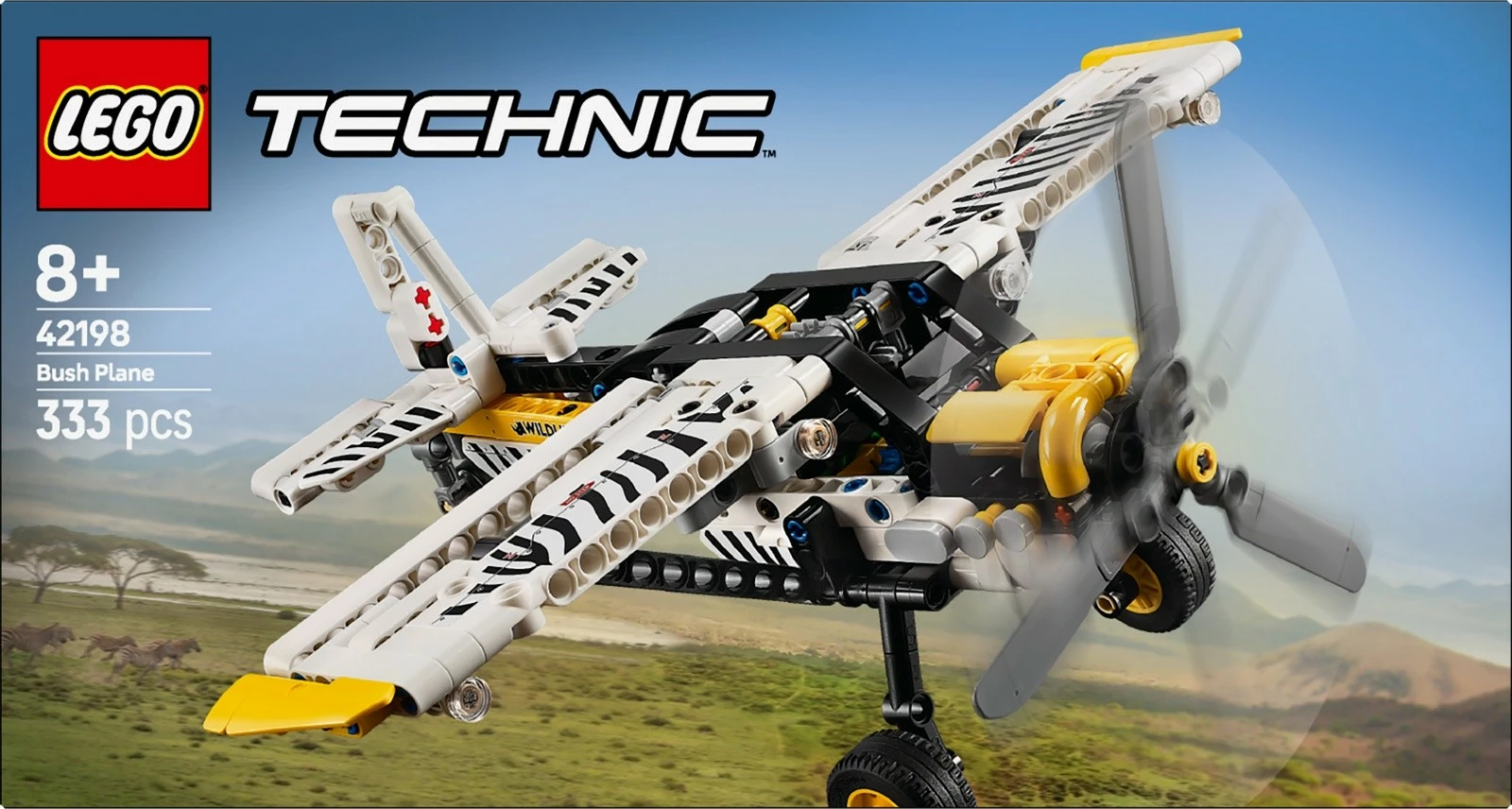Transportno tovorno letalo z zebrastim vzorcem LEGO Technic 42198, 333 delov