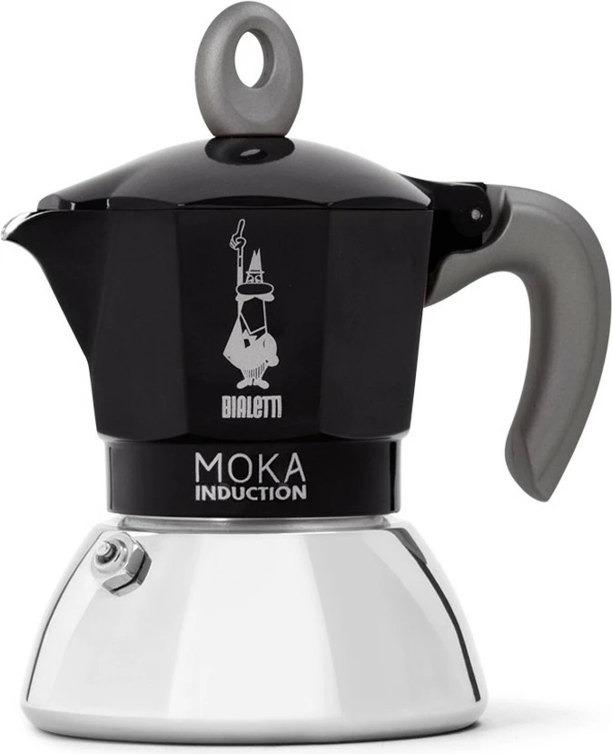 Kavni lonček za indukcijo 2 skodelici Bialetti MOKA, 0,4 L, črno/srebrn