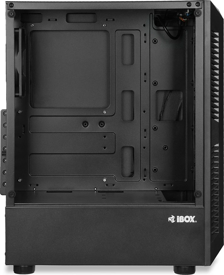 Računalniško ohišje iBOX Lupus 27 OLU27, Midi Tower, ATX/uATX, 4 RGB ventilatorji, kaljeno steklo, črno