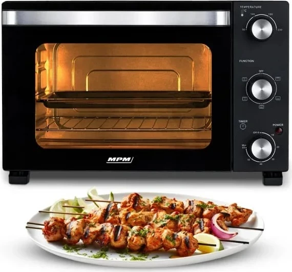 Mini pečica z električnim grelnim MPM MPE-14/T, 1300 W, črna