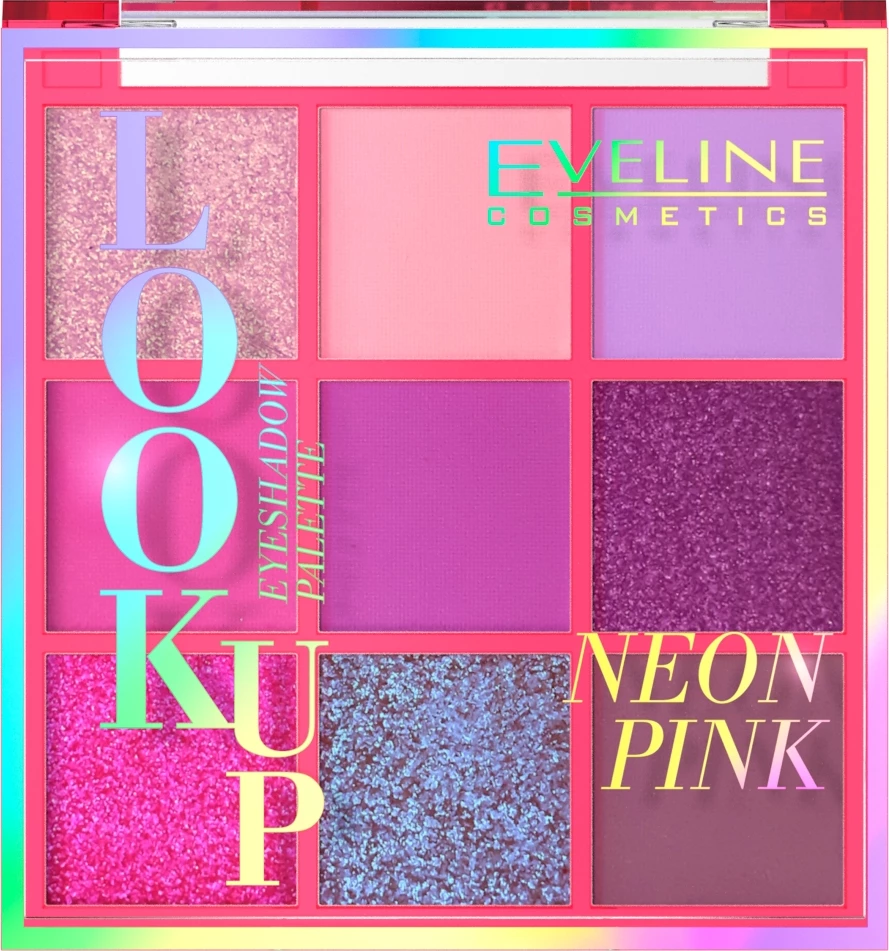 Paleta senčil Eveline Cosmetics Look Up Neon Pink za ženske, 9 barv, 10.8 g