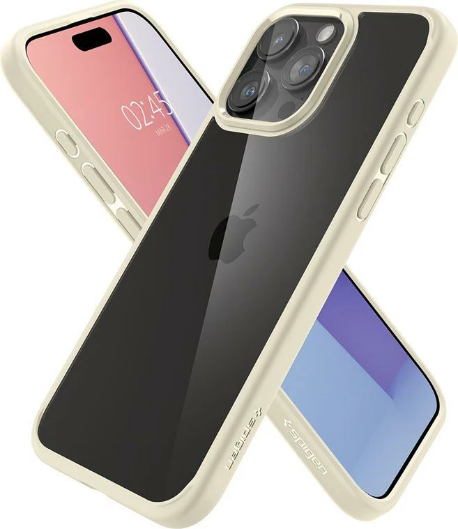 Zaščitni ovitek Crystal Hybrid za iPhone 15 Pro Max, Spigen, prozoren/bež