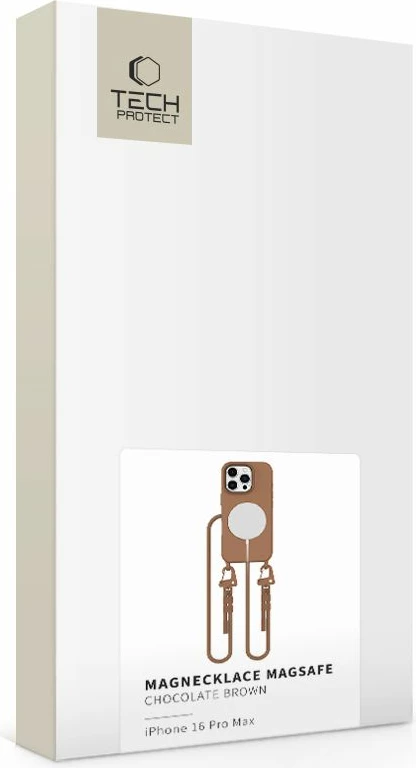 Ovitek za telefon Tech-Protect Magnecklace za iPhone 16 Pro Max, MagSafe, rjav