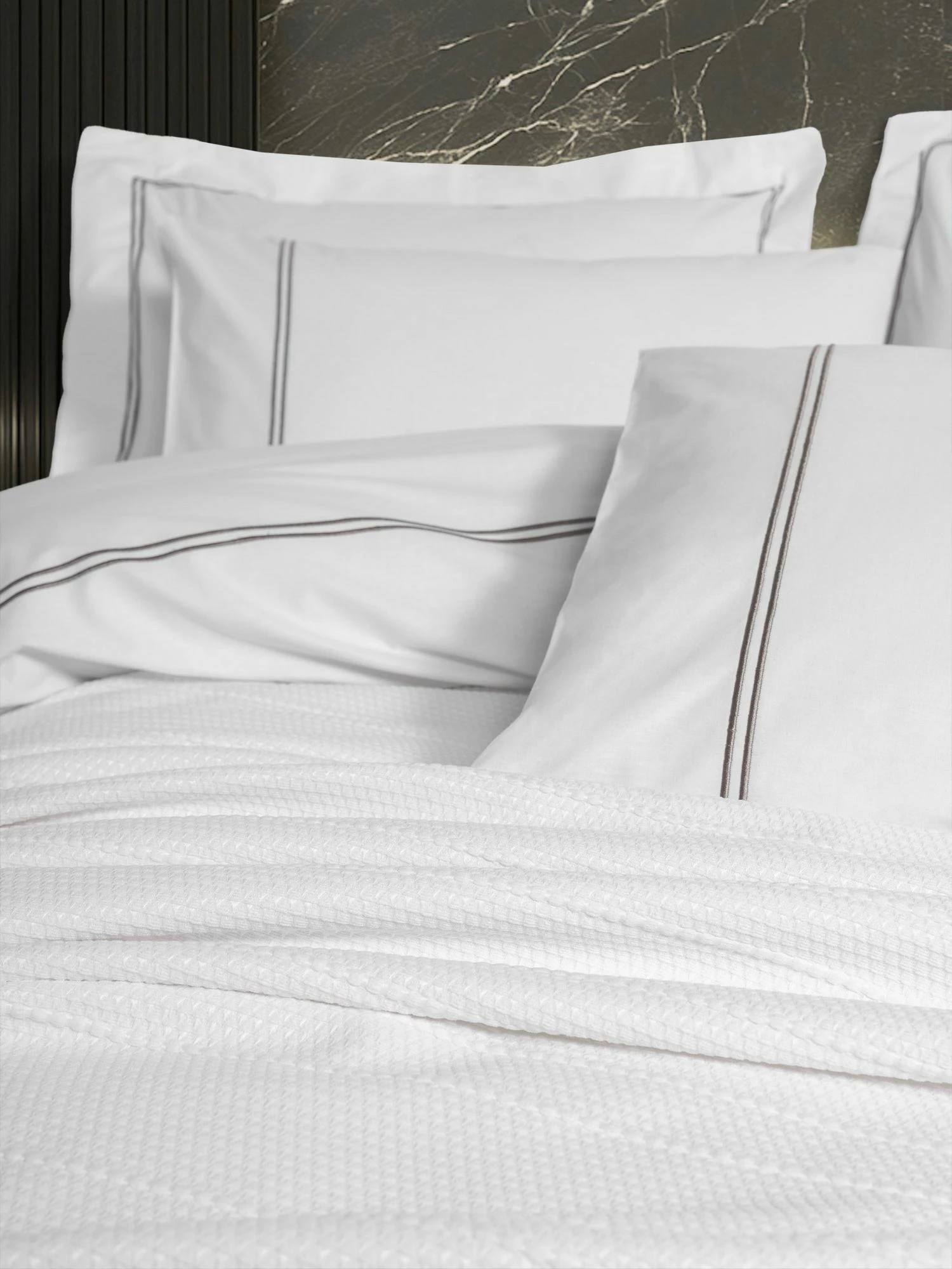 Komplet posteljnine za dvojno odejo s piqué, bela, Mehves
