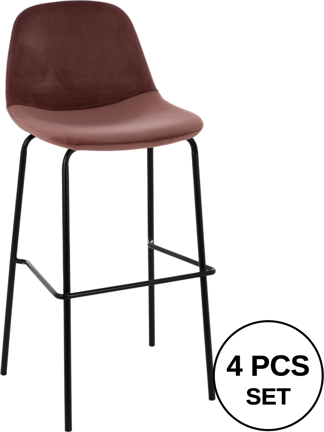 VINCENT stol iz žameta v prašno roza barvi in kovinskem okvirju FH8579.12 56,5Χ47Χ106 cm, set 4 kosov