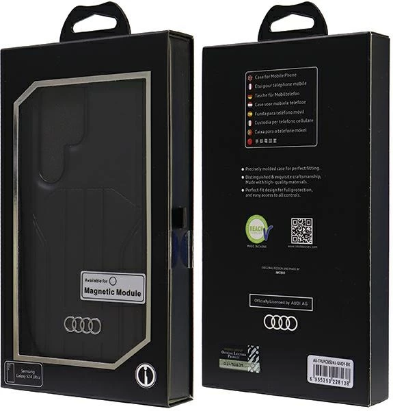 Ovitek Audi MagSafe za Samsung Galaxy S24 Ultra, umetno usnje, črn