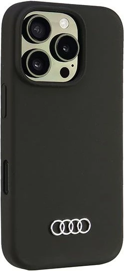 Silikonski ovitek Audi za iPhone 16 Pro 6,3", črn, trdo ohišje
