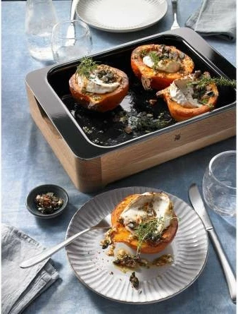 Pekač iz keramike in jekla z lesenim ročajem, 360 mm, črn, rjav — WMF Fusiontec