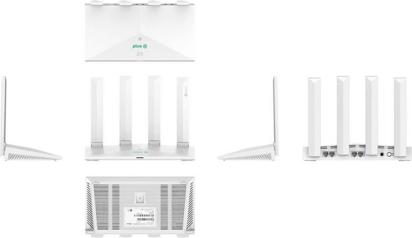 Usmerjevalnik Wi‑Fi 6, 3000 Mbps, 4 antene, bel — ZTE T3000 IDU