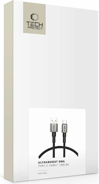 Kabel USB-A na USB-C, 50 cm, siv, Tech-Protect UltraBoost DNA