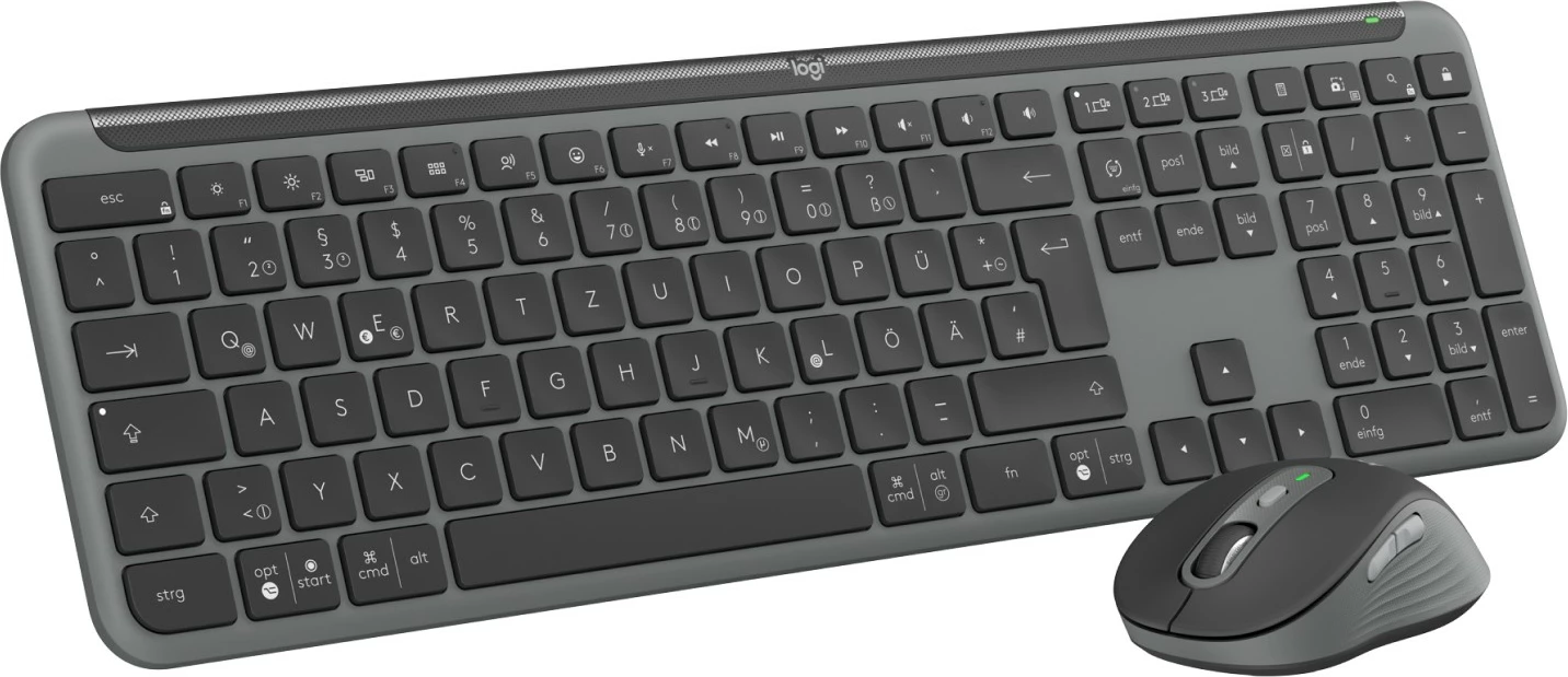 Komplet brezžične tipkovnice in miške Logitech MK950 Signature, RF Wireless + Bluetooth, QWERTZ, grafit