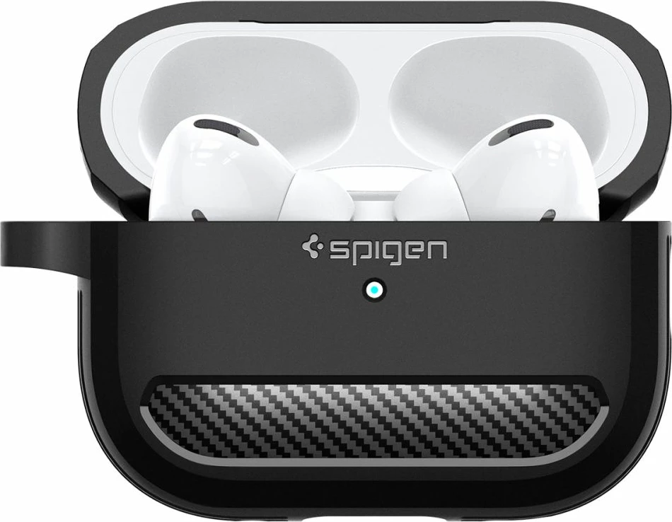 Ovitek Rugged Armor za AirPods Pro 1/2, s karabinerjem, črn Spigen