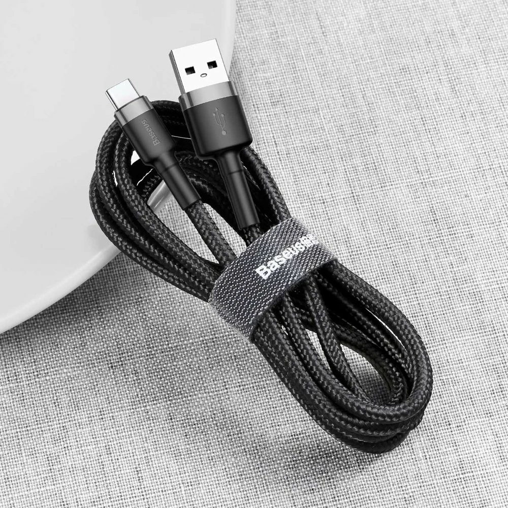 Kabel za polnjenje in prenos podatkov Baseus Cafule USB-A na USB-C, 3 m, sivo/črn