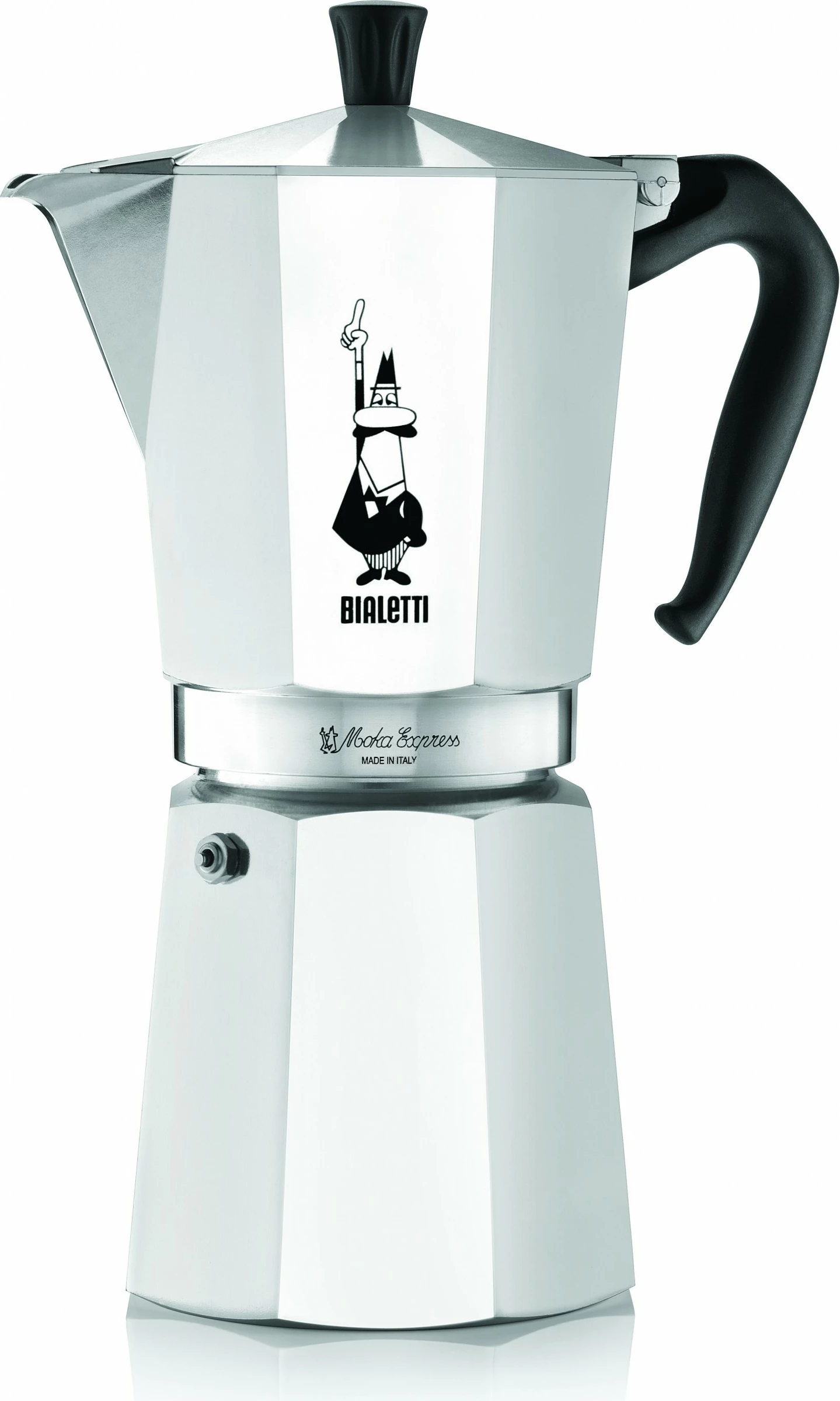 Kavni grelnik Bialetti Moka Express, 0,775 L, 12 skodelic, alumin, črn