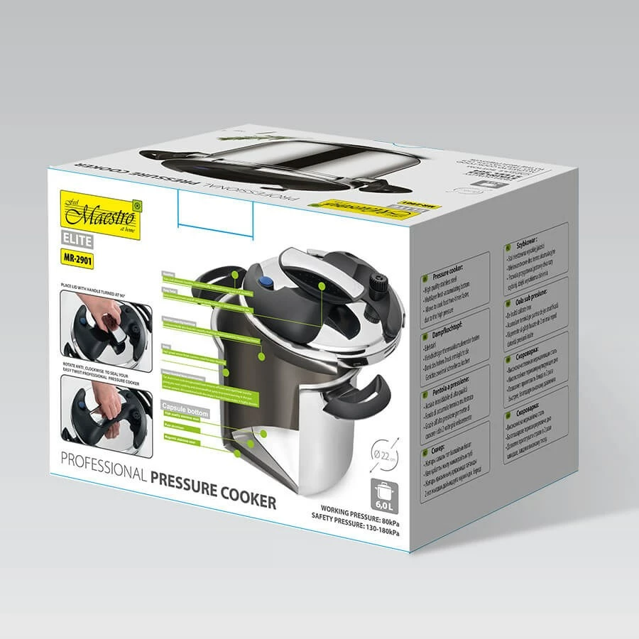 Tlakovni lonec, Maestro MR-2901, 6 l, 22 cm, srebrn