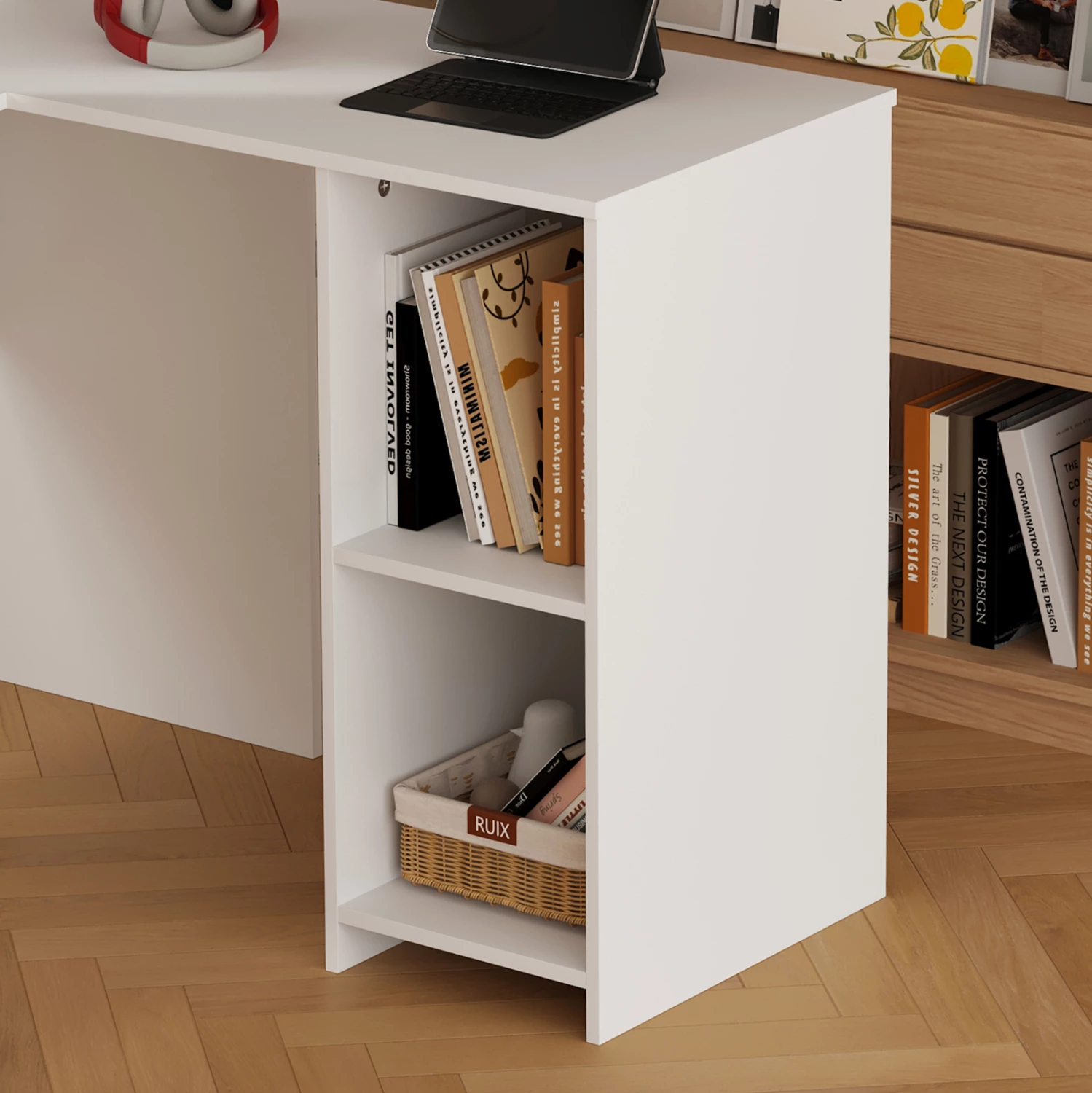 Kotna pisalna miza SHIG FH2135.03 MDF v beli barvi 140x120x75Hcm