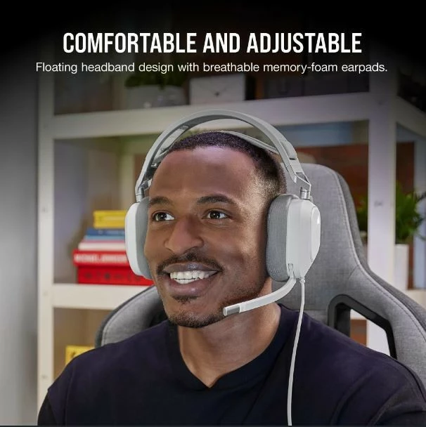 Slušalke za gaming z mikrofonom Corsair HS80 RGB USB, bele