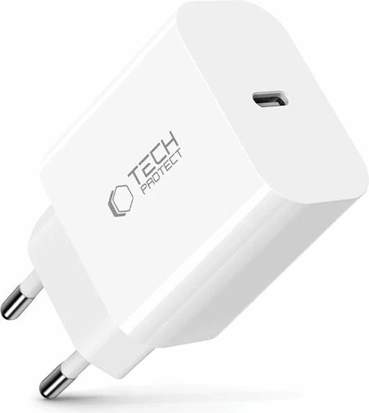 Hitri USB-C polnilec 20W, Tech-Protect NC20W, bel