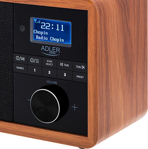 Radio, rjav Adler AD 1184, DAB/DAB+, FM, Bluetooth 5.0, 3W, LCD, USB/SD, alarm
