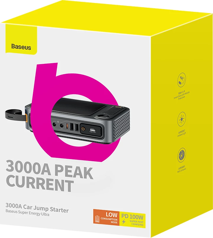 Zasilni start-stop z visoko kapaciteto Baseus Super Energy Ultra BS-CH005, 26800 mAh, 3000A, črn