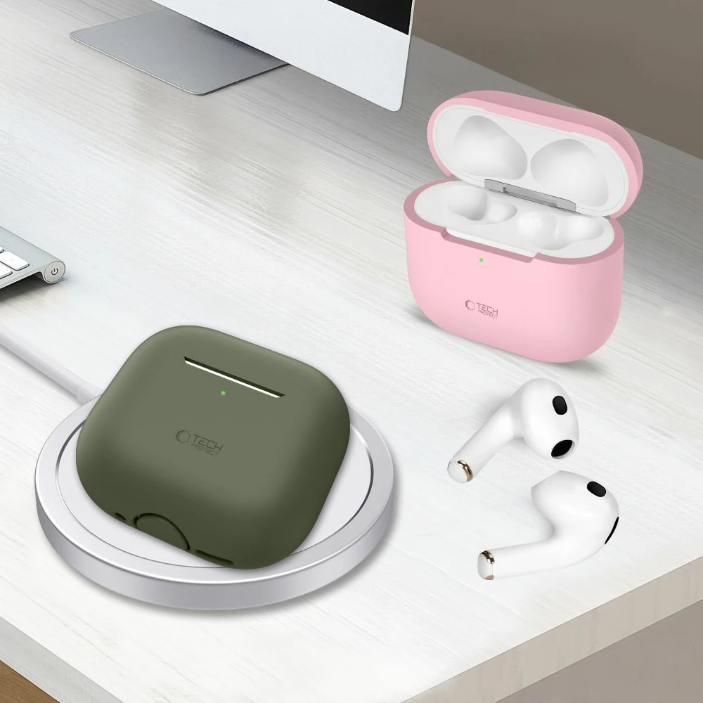 Silikonski ovitek za Apple AirPods 4, Tech-Protect, siv