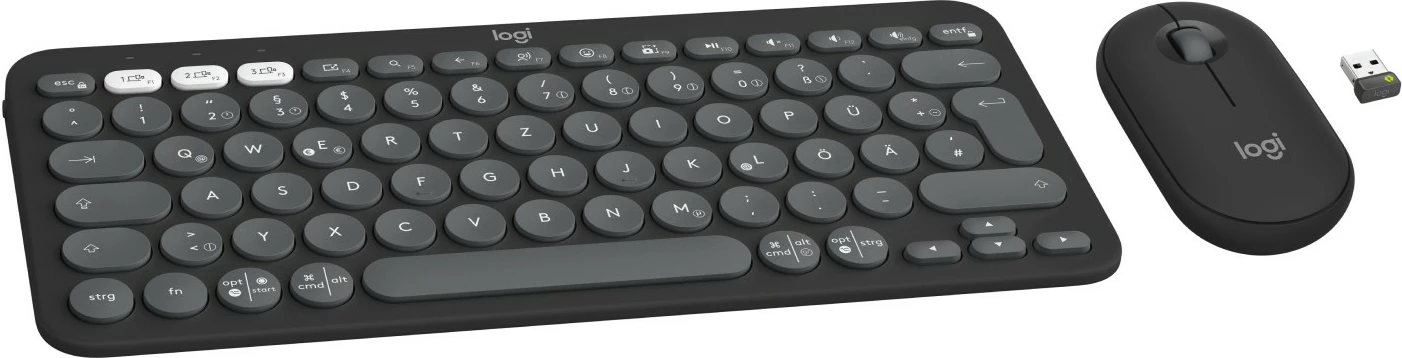 Set miške in tipkovnice, Logitech Pebble 2 Combo 920-012203, brezžično, Bluetooth, QWERTZ, grafit