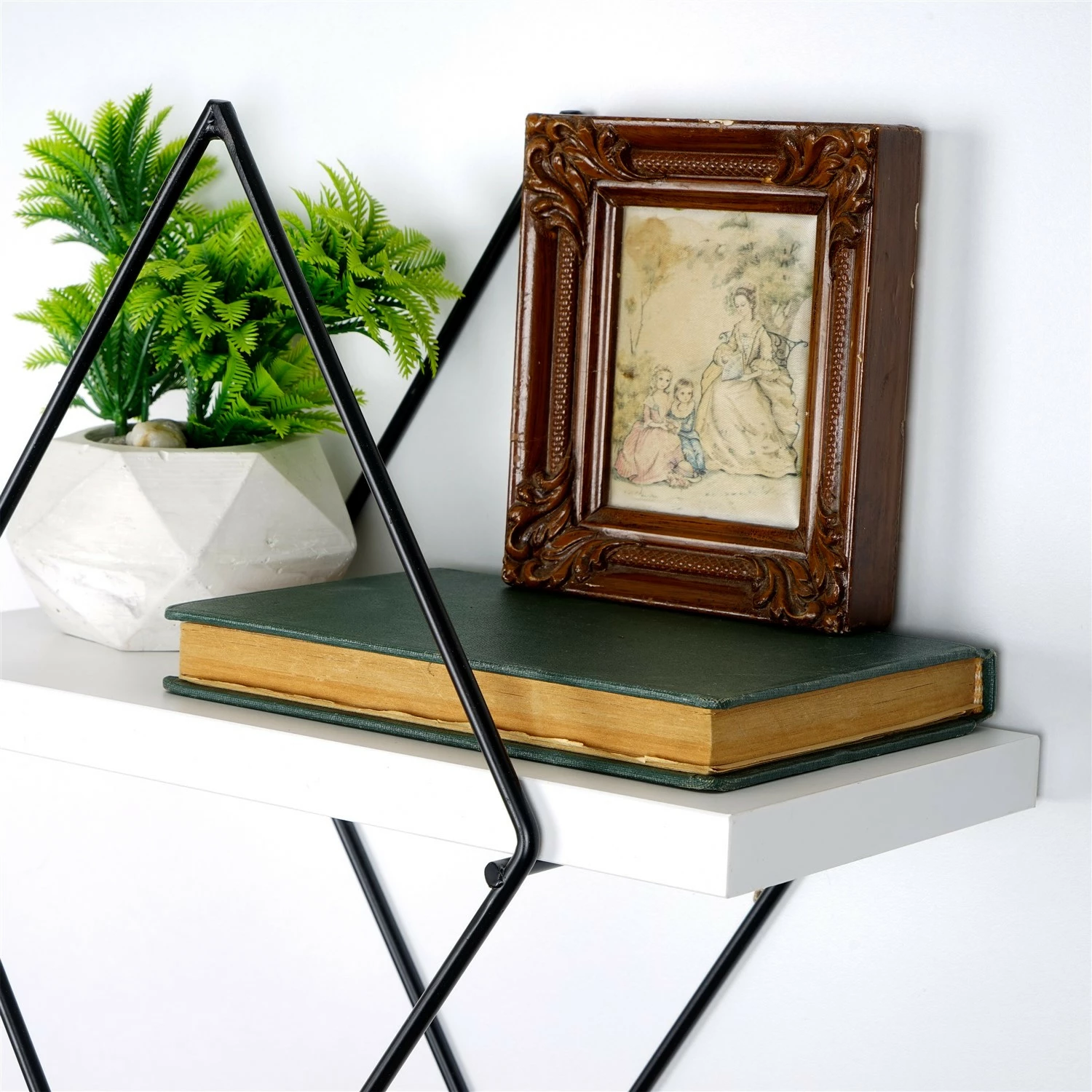 Dekorativna kovinska stenska polica Hanah Home WR057, bela (2 kosa)