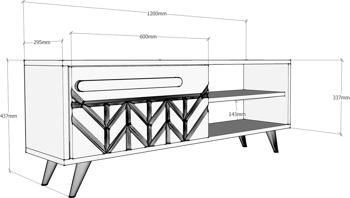 Komoda za TV Hanah Home Venedik, bela, 120x43.7x29.5 cm