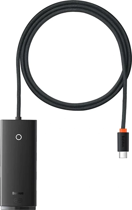 HUB 4-v-1, USB-C na 4x USB 3.0 + USB-C, 1 m, Baseus Lite Series, črn