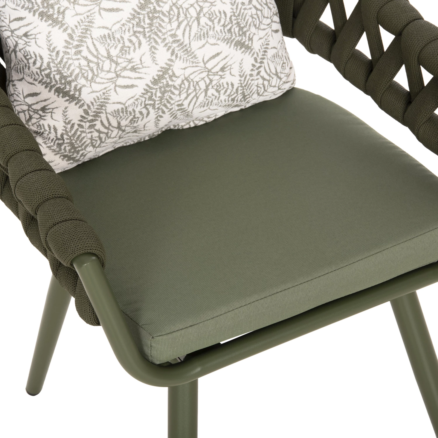 Aluminijasti naslanjač CAMDEN FH6141.09 z blazino z vzorcem - temno olivna 56x60x72-87Hcm