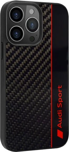 Ovitek z vzorcem ogljikovih vlaken Audi Carbon Fiber Stripe za iPhone 13 Pro / 13 6,1", črn