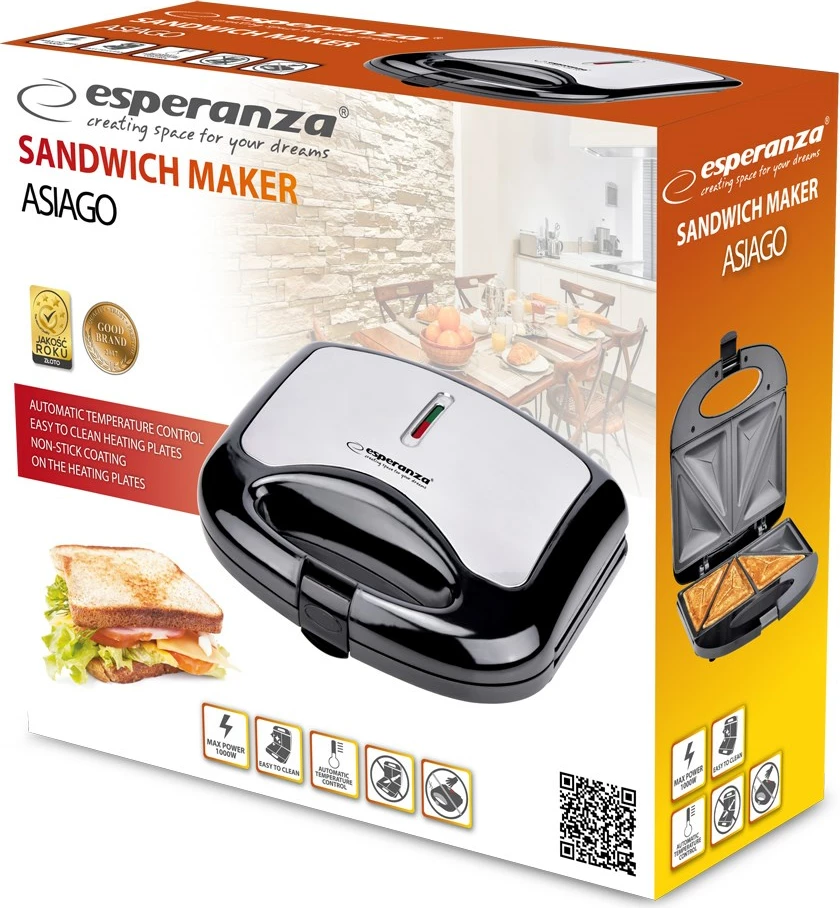 Toster 1000 W, črn Esperanza EKT01