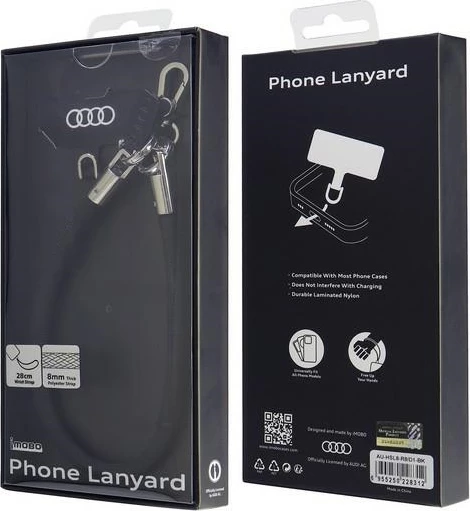 Vzdržljiv najlonski trak za telefon, Audi Universal, 28 cm x 8 mm, črn
