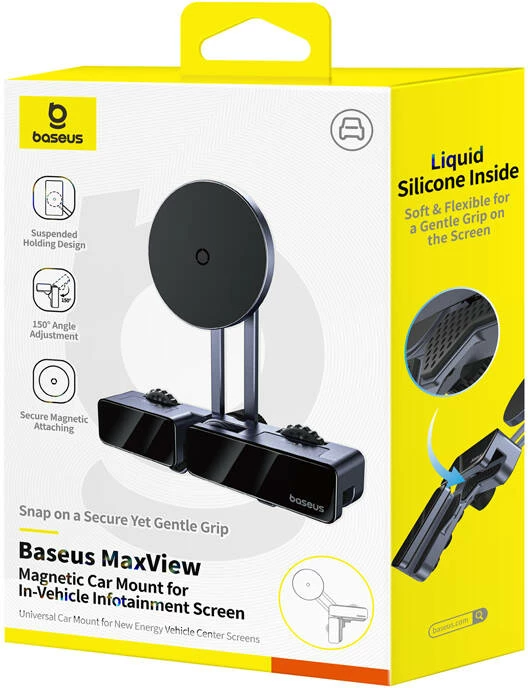 Magnetni nosilec za telefon, za avtomobilski zaslon, Baseus MaxView, siv
