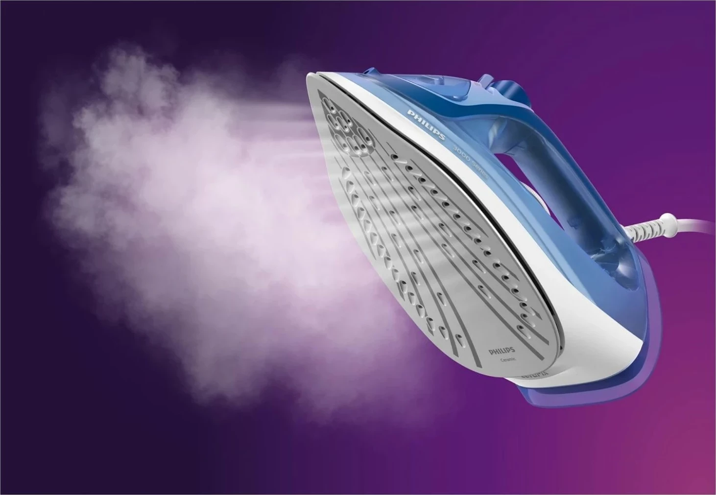 Parni likalnik 2400 W, keramična plošča, modra - Philips 3000 DST3031/20