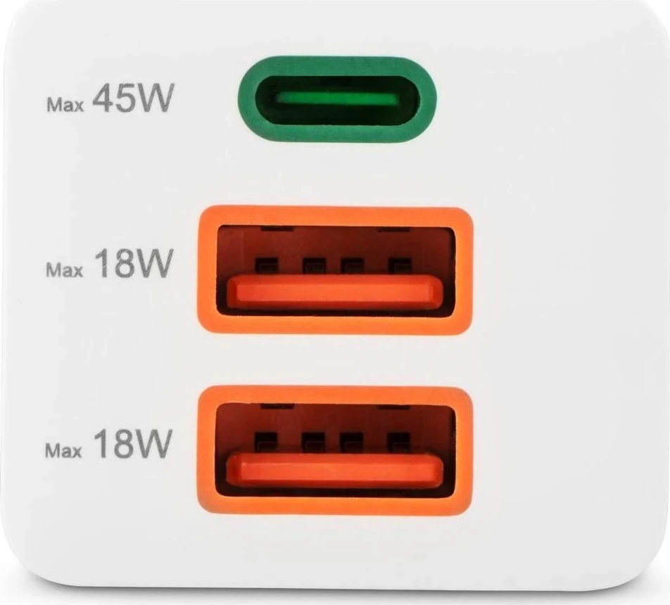 Mini polnilec GaN 45W, Hama, 2x USB-C, 1x USB-A, bel