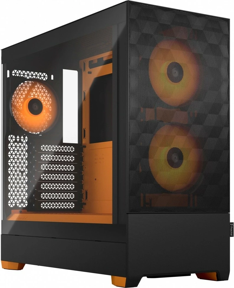 Računalniško ohišje z oranžnim RGB osvetljenjem, Fractal Design Pop Air TG Clear Tint RGB, Midi Tower, ATX/Micro ATX/Mini ITX, črno/oranžno