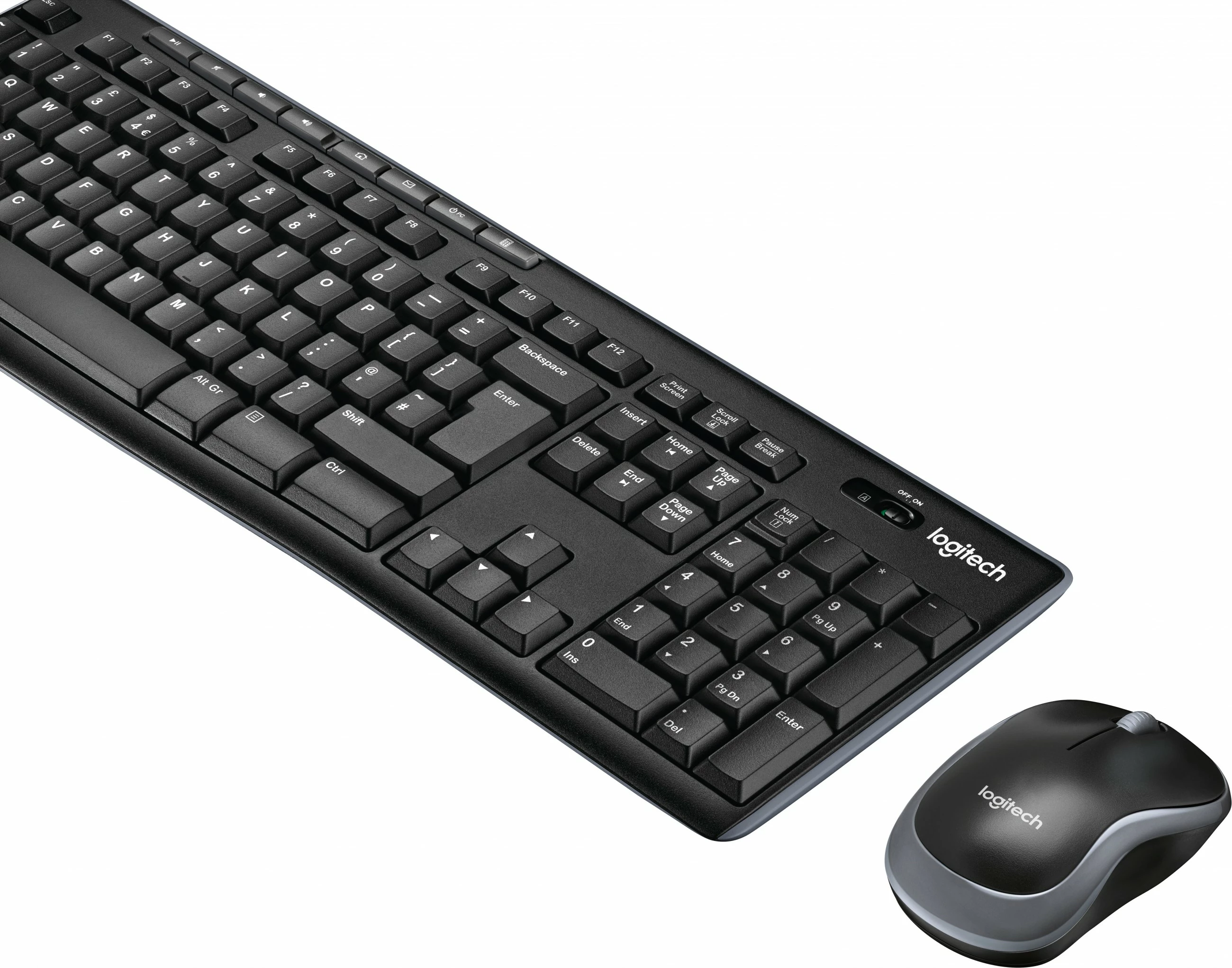 Komplet brezžične tipkovnice in miške Logitech MK270, USB, QWERTY, črn