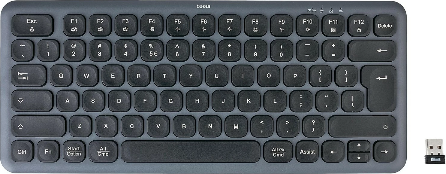 Brezžična več-podatkovna tipkovnica, Hama WK-500, črno-siva