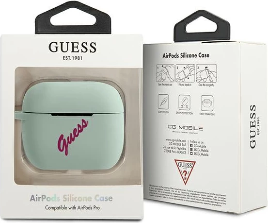 Ovitek za Apple AirPods Pro, Guess GUACAPLSVSBF, silikonski, modro-fuksija