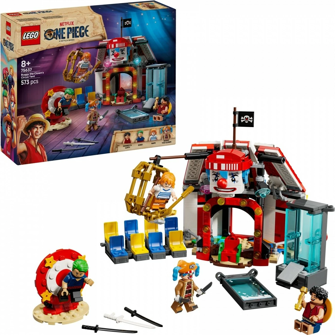 Cirkusna šotor Buggy the Clown LEGO One Piece 75637, 573 delov
