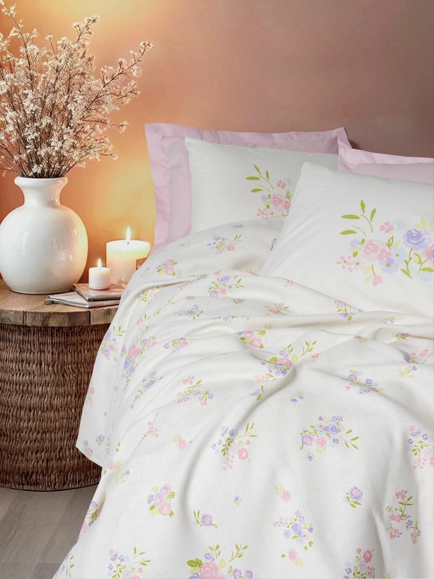 Piqué komplet za eno osebo L'essentiel, Petal - roza