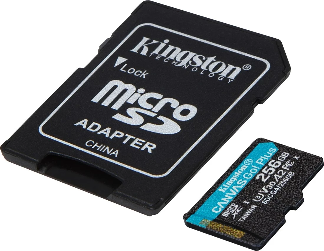 MicroSDXC kartica 256GB (s adapterjem), Kingston Canvas Go Plus Gen4, turkizna